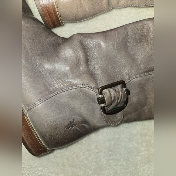 Frye Gray Brown Leather Combat Boots - Picture 5 of 9